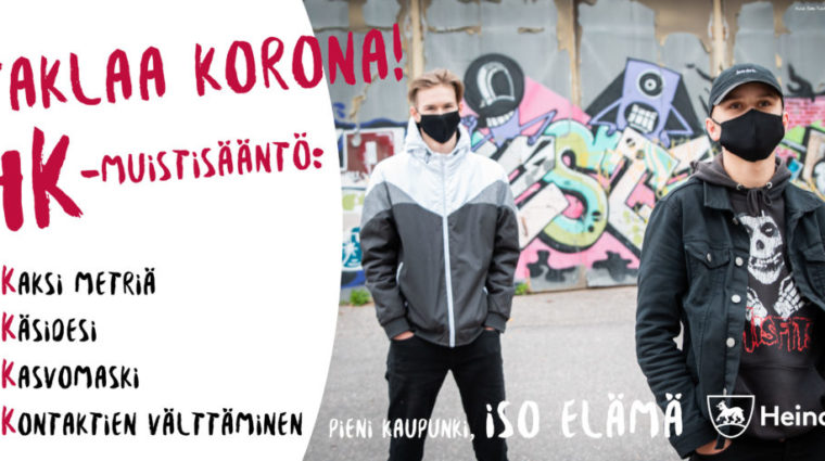 Taklaa korona -banneri