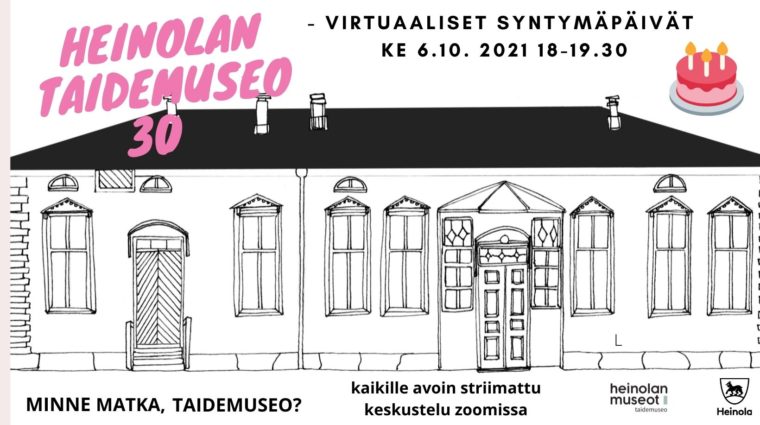 Piirretty kuva taidemuseon rakennuksesta.