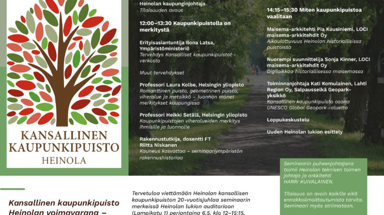 kansallinen kaupunkipuisto 20v seminaariohjelma