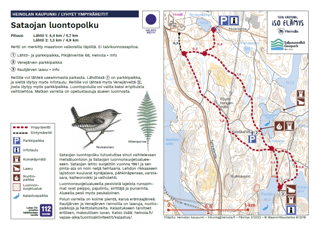 Sataojan luontopolun kartta