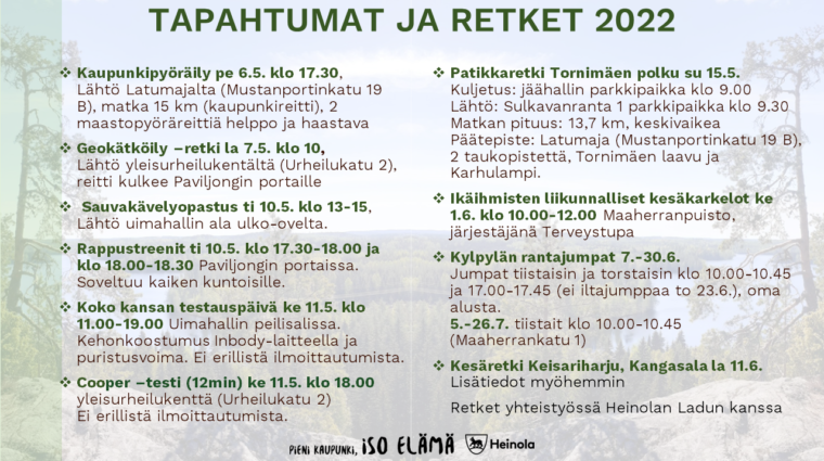 Tapahtumia ja retkiä touko-kesäkuussa