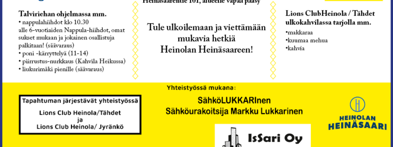 Tervetuloa Heinolan Heinäsaareen Tähtien Talviriehaan!