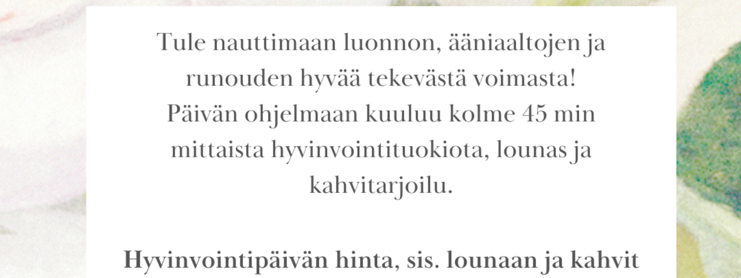 Kolmen sisaren majatalon hyvinvointipäivän mainos