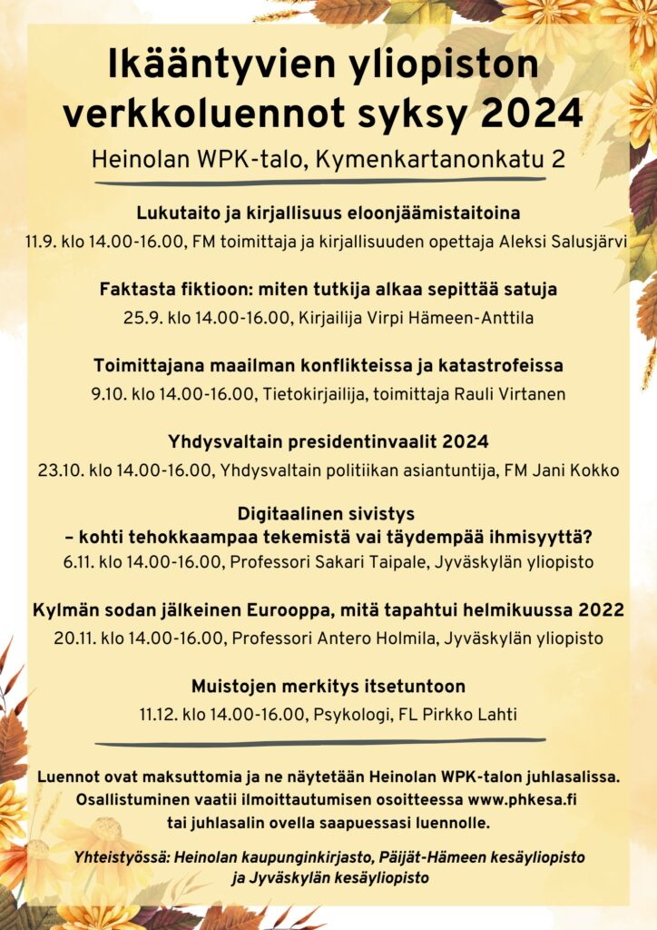 Ikääntyvien yliopiston mainos.