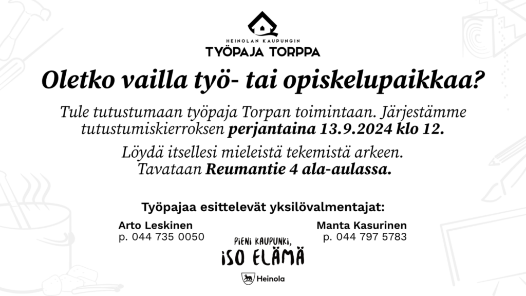 Työpaja Torppa avoimet ovet 13.9.2024