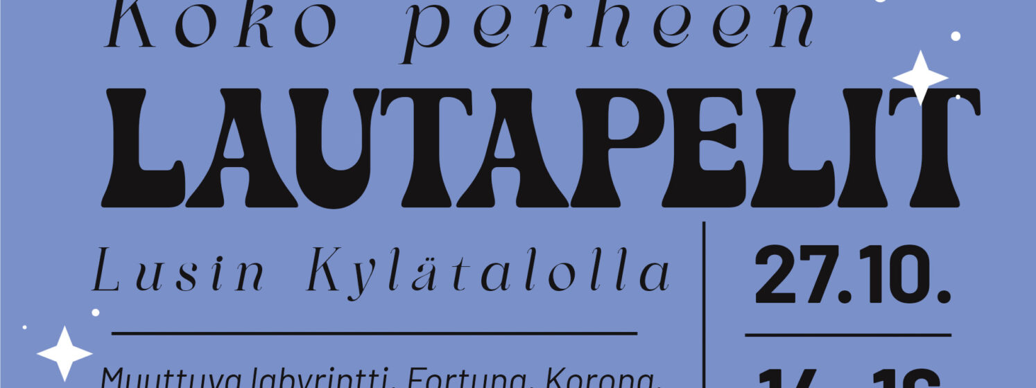 Lautapelitapahtuma Lusin Kylätalolla