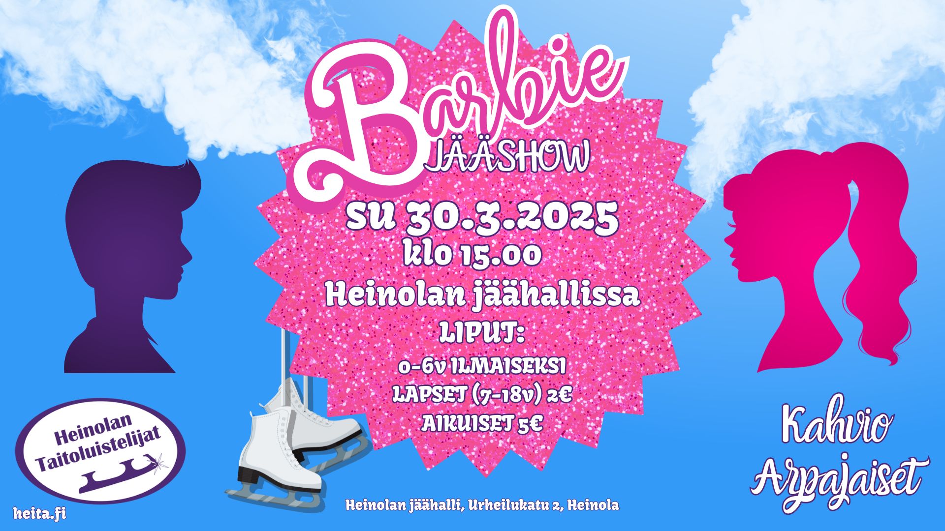 Heinolan Taitoluistelijoiden kevätnäytös 2025 on Barbie-jääshow. Se esitetään Heinolan jäähallissa su 30.3.2025 klo 15.00.