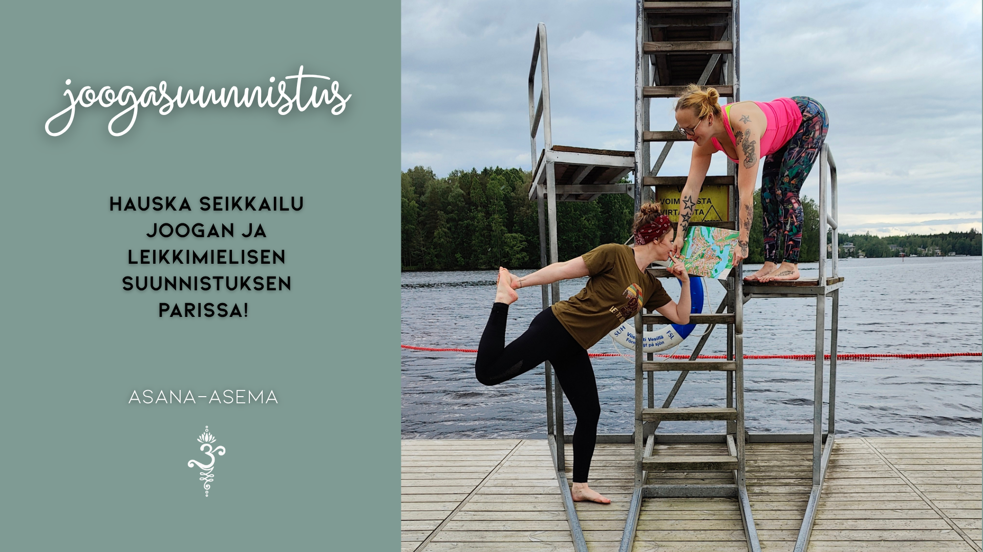 Kuvassa kaksi henkilöä laiturilla tutkimassa karttaa