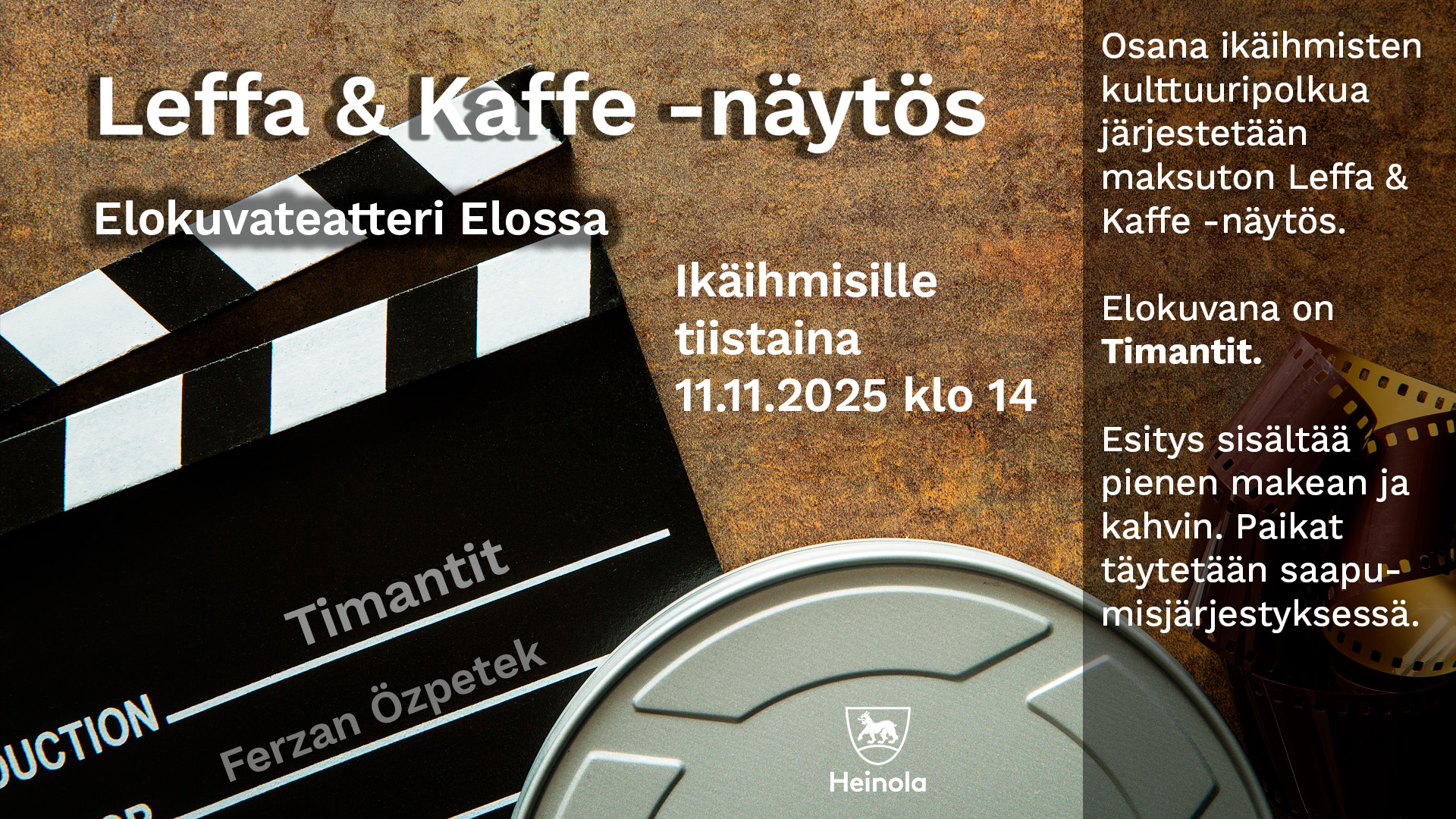 Leffa&Kaffe marraaskuun näytöksen mainos. Elokuvana Timantit.