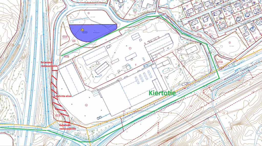 Heinolan Prisman työmaa-alueen louhintakartta.