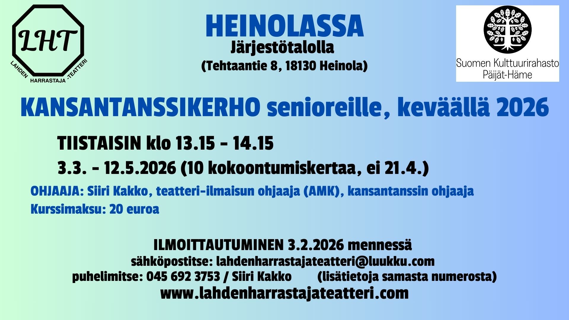 Kansantanssikerho senioreille Heinolassa keväällä 2026