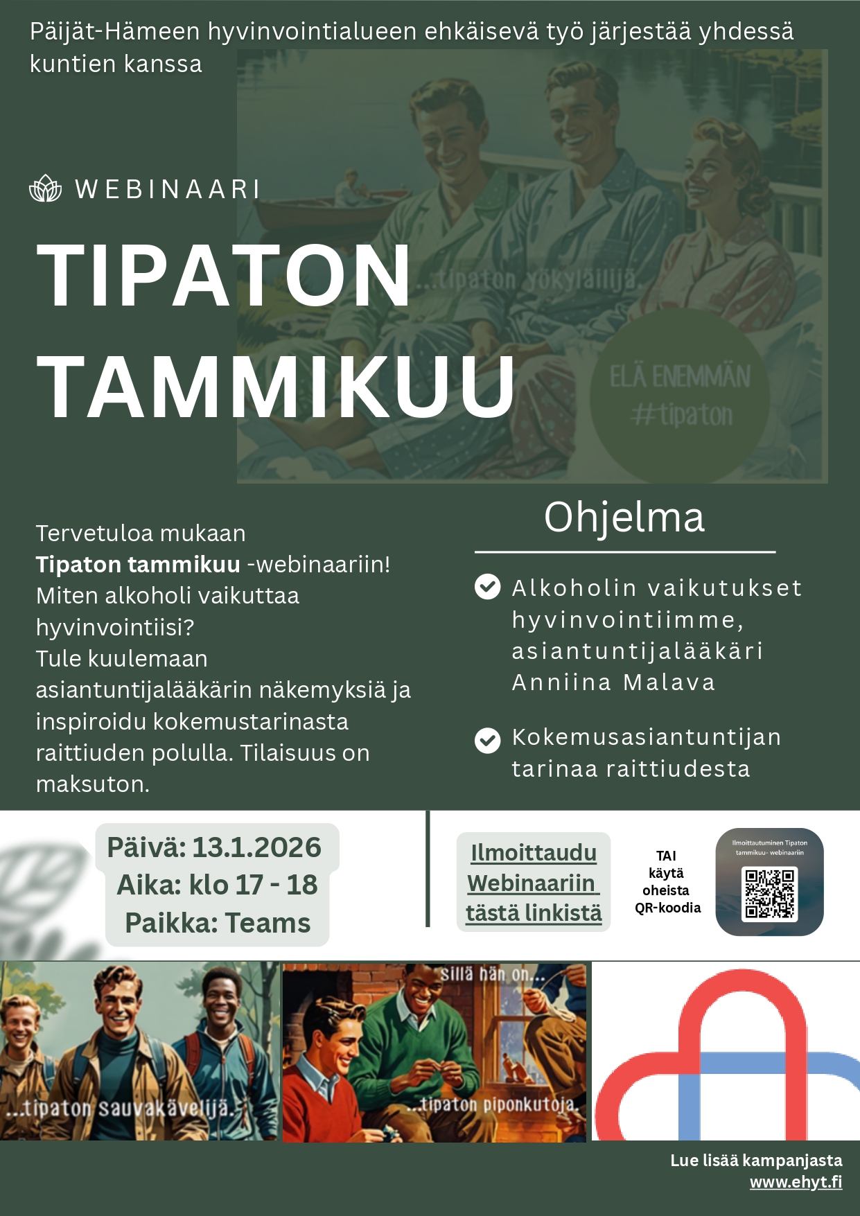 Tipaton tammikuu -webinaari 13.1.2026 klo 17-18. Tapahtuma on kaikille avoin ja maksuton.