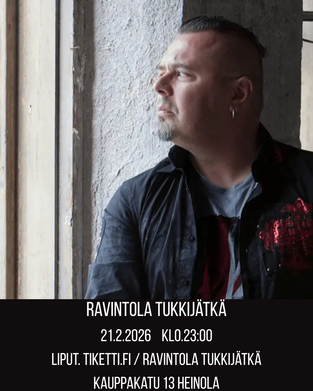 Valmistaudu huikeaan iltaan! 🎤✨ Janne Hurme nousee lavalle Ravintola Tukkijätkässä 🗓 21.2.2026 | ⏰ klo 23:00 🎟 Liput 20 € 📲 Tiketti.fi tai Ravintola Tukkijätkä Varaa paikkasi ajoissa ja tule nauttimaan livemusiikista! 🔥