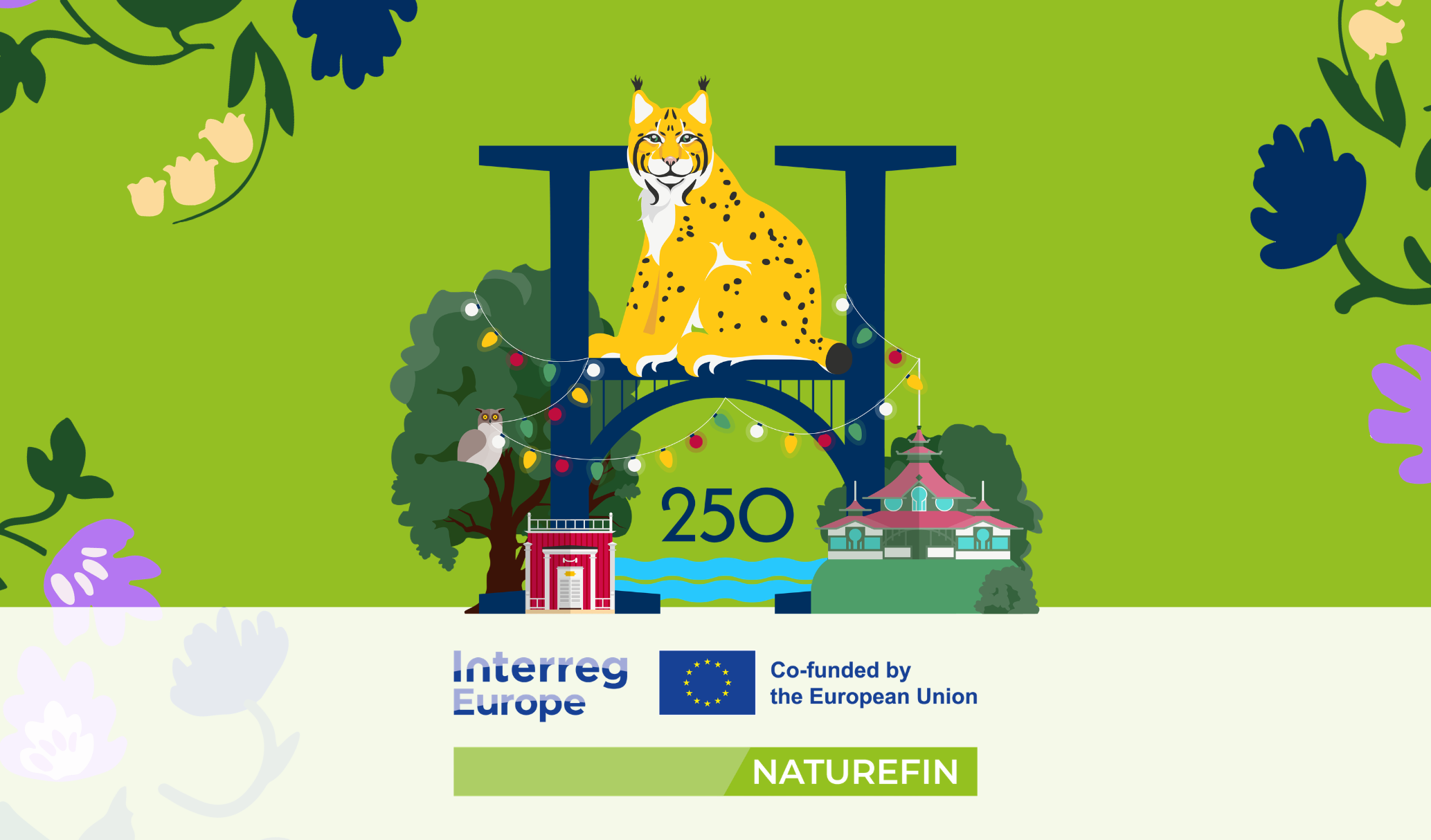 NATUREFIN-logo ja juhlavuoden kuvitus