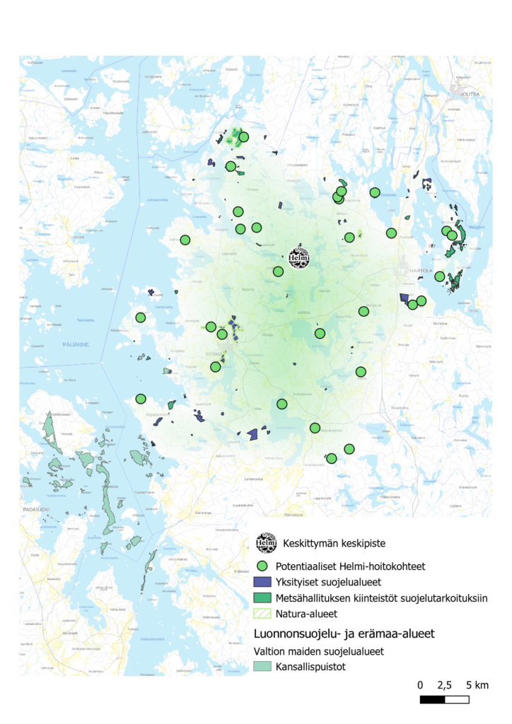 Itä-Hämeen Helmi-keskittymän kartta