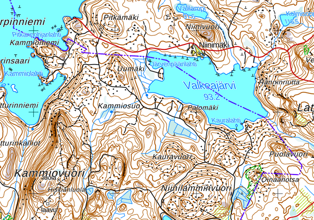 Karttakuva Valkjärven alueesta