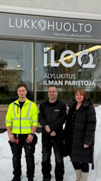 Lukkohuolto, kuvassa Mika, Markus ja Anne Töyrylä