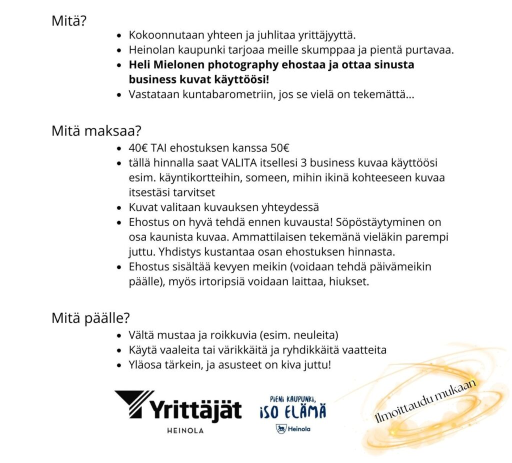 Skumppaa ja kuvia illan tarkempi ohjelma