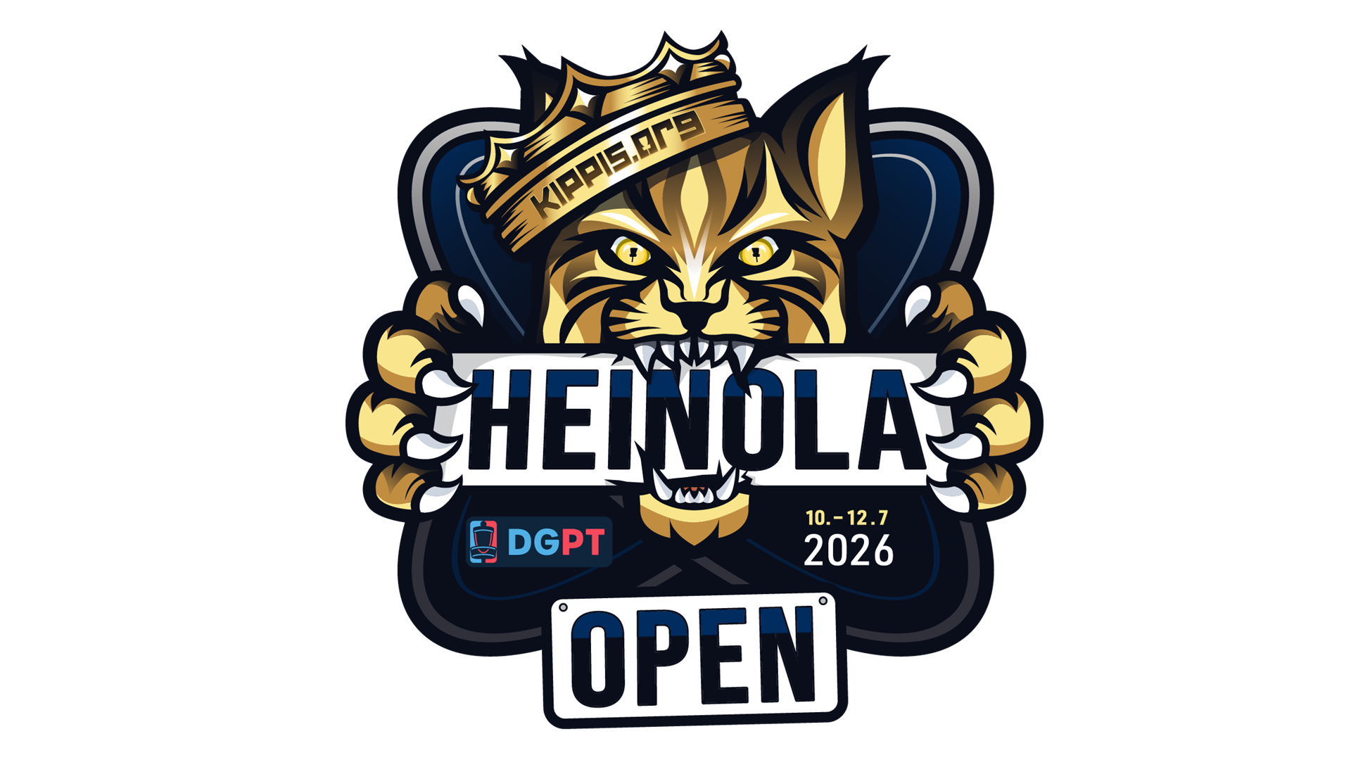 tässä on hieno kuva jossa on ilves ja sen päässä on kruunu ja siinä lukee Heinola Open.