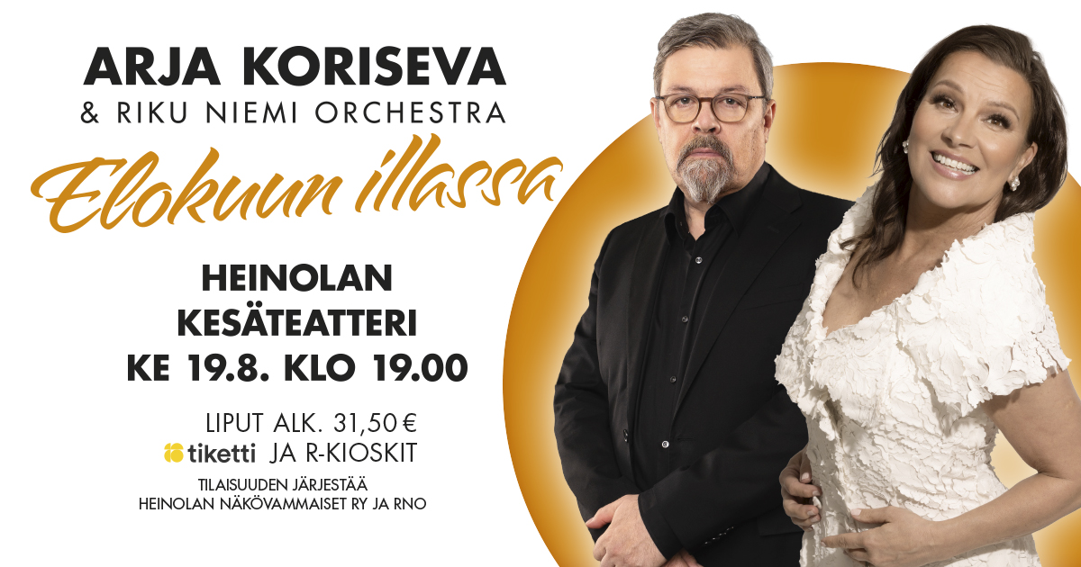 Arja Koriseva ja Riku Niemi toivottavat sinut tervetulleeksi elokuun iltaan!