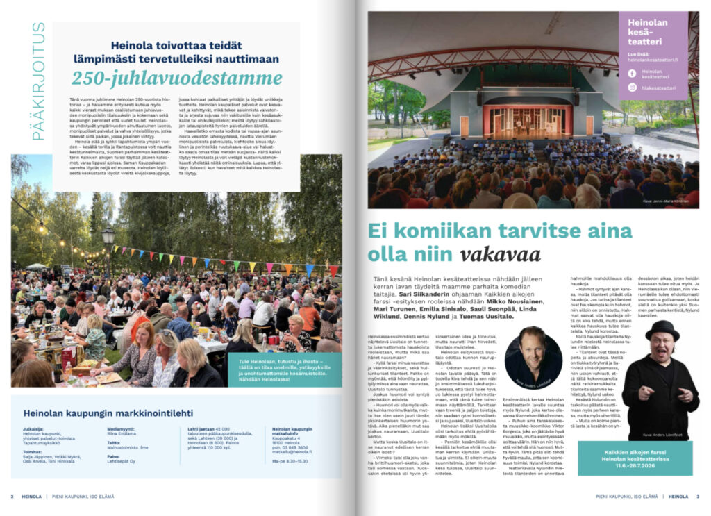Matkailuesitteen aukeamasta kuva