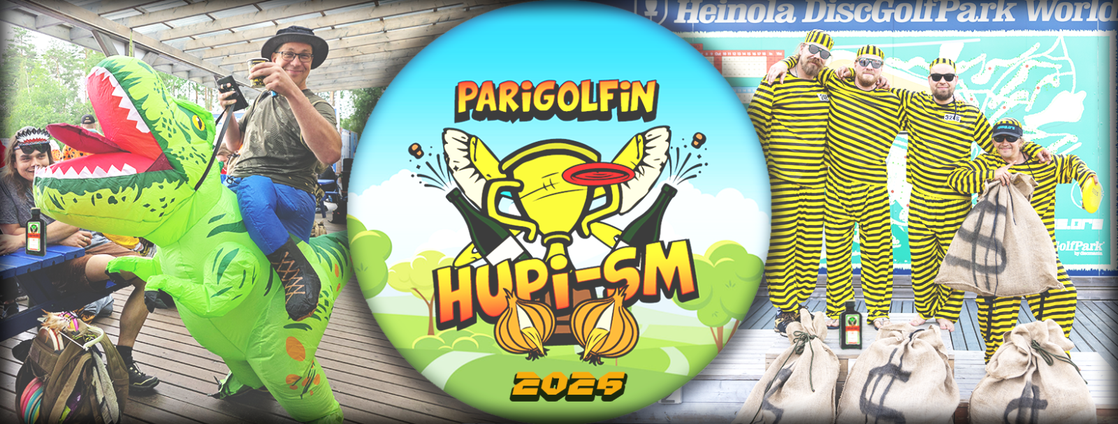 Kuvassa on hupi-sm 2026 tapahtuman kansikuva jossa on hassusti pukeutuneita ihmisiä.