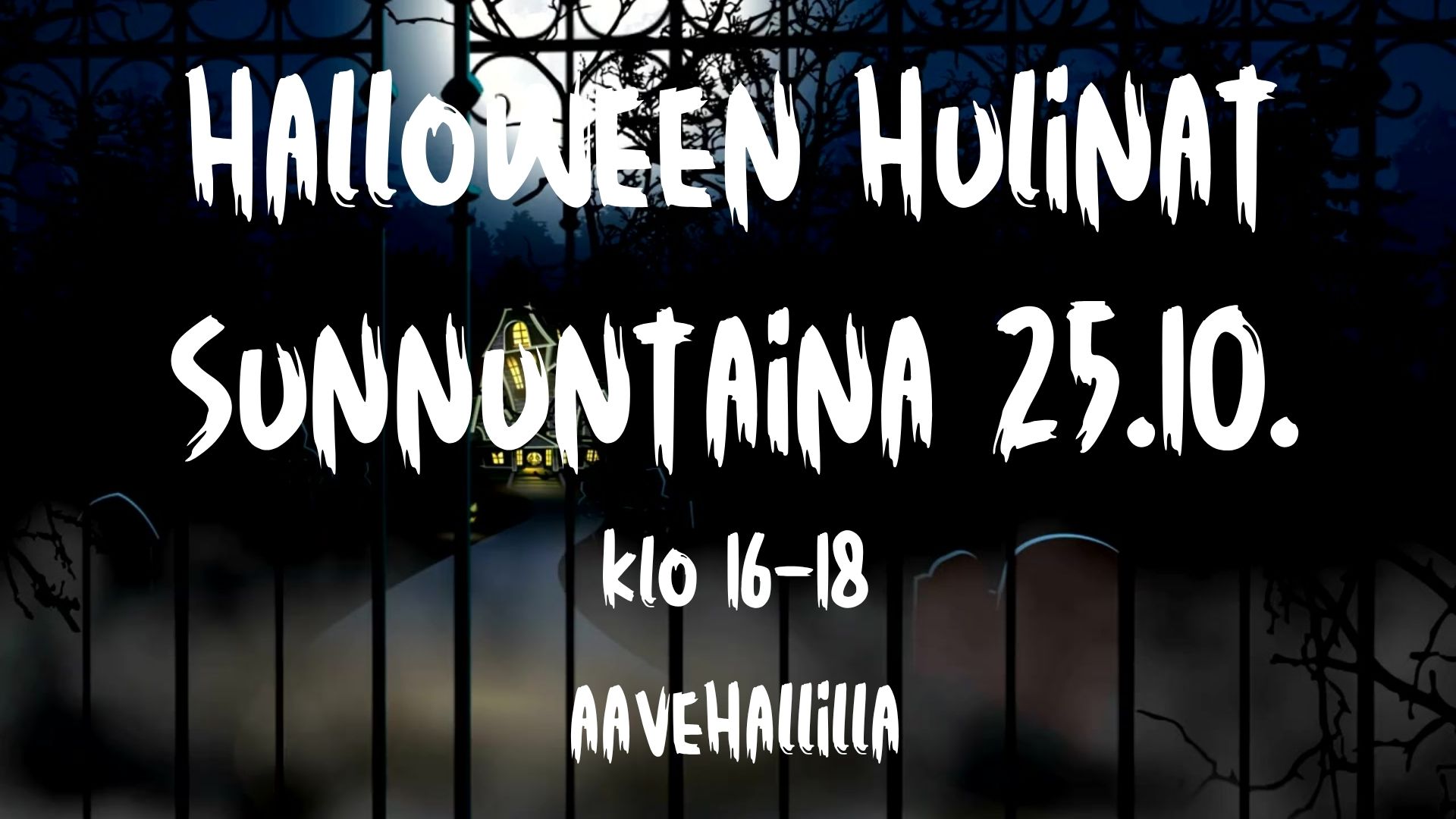 Vierumäen kylän perinteiset Halloweenhulinat Aavehallilla sunnuntaina 25.10.2026 klo 16–18. Tänä vuonna sirkus on saapunut kaupunkiin ja mukana tapahtumassa myös Nuokun Sirkus. Tule katsomaan taitavia sirkusesityksiä ja kokeilemaan onnea sirkuksen peleissä. Tapahtuman tarjoiluista vastaavat myrkkybaari ja karkkisirkus josta löydät karmaisevia suolaisia ja makeita herkkuja sekä mehevää myrkkyboolia.