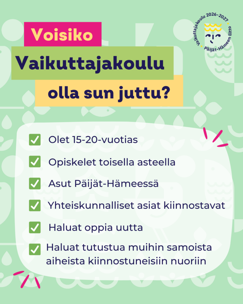 Voisiko nuorten vaikuttajakoulu olla juuri sinun juttu?